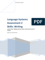 Language Systems Assessment 2 Skills: Writing: The Distance DELTA March 2013