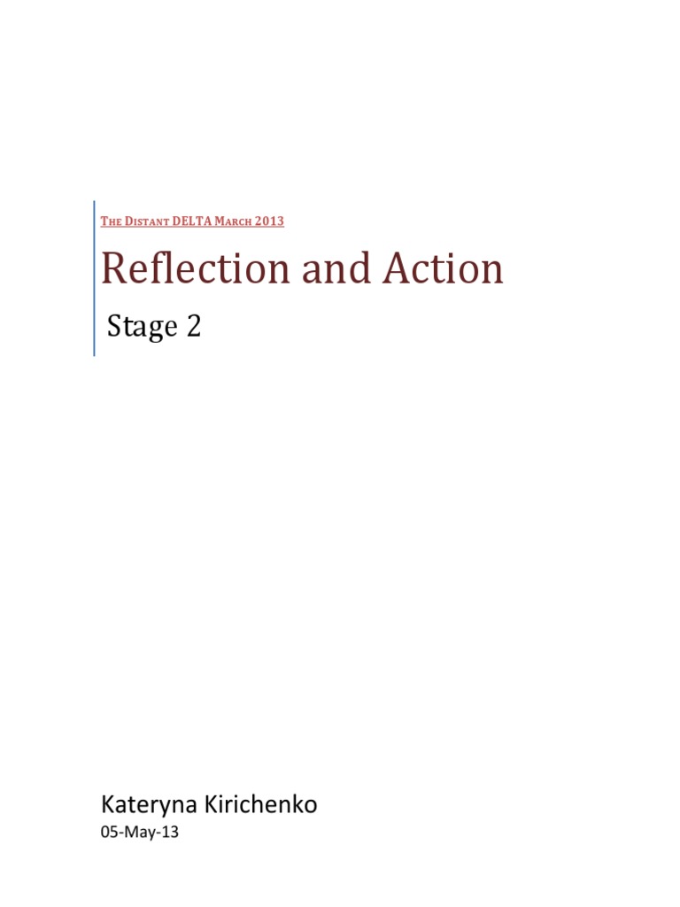 Reflection and Action: Stage 2 | PDF | Classroom | Learning
