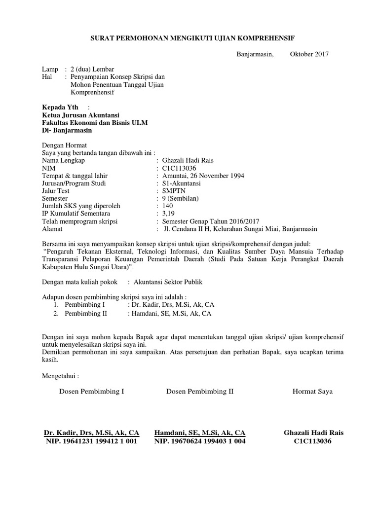 Surat Ujian Skripsi