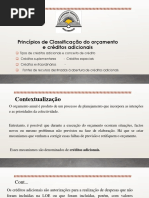 Princípios de Classificação Do Orçamento e Créditos Adicionais