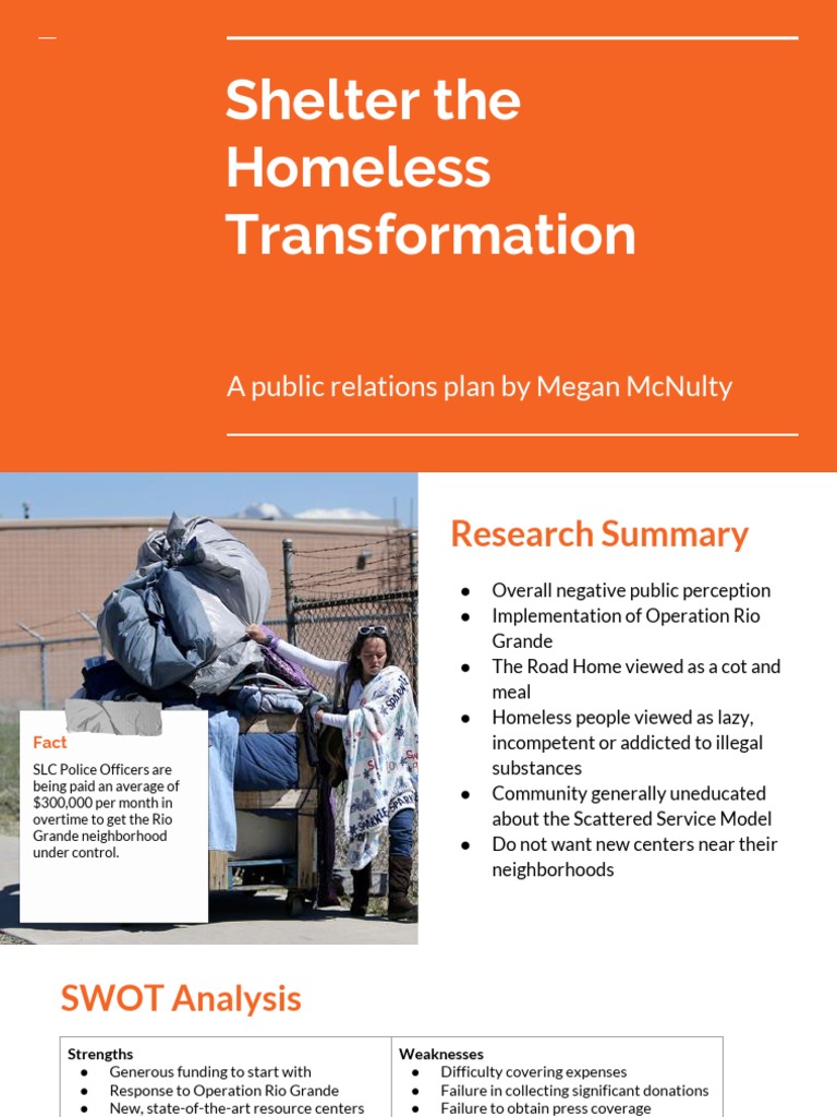 Public Relations Plan for Homeless Shelters | PDF | Homelessness | Facebook