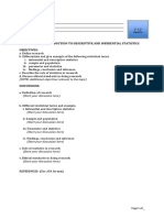 Topic No. 1: Introduction To Descriptive and Inferential Statistics Objectives