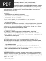 hábitos para ter equilíbrio em sua vida universitária