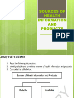 Sources of Health Information and Products