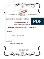 Reconocimiento de Existencia - Facultad de Derecho y Ciencia Política - Tirone - Solis - PDF