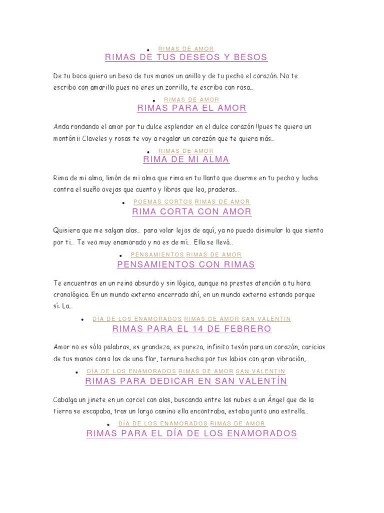 Rimas De Amor 1 Dia De San Valentin Amor rimas de amor 1 dia de san valentin