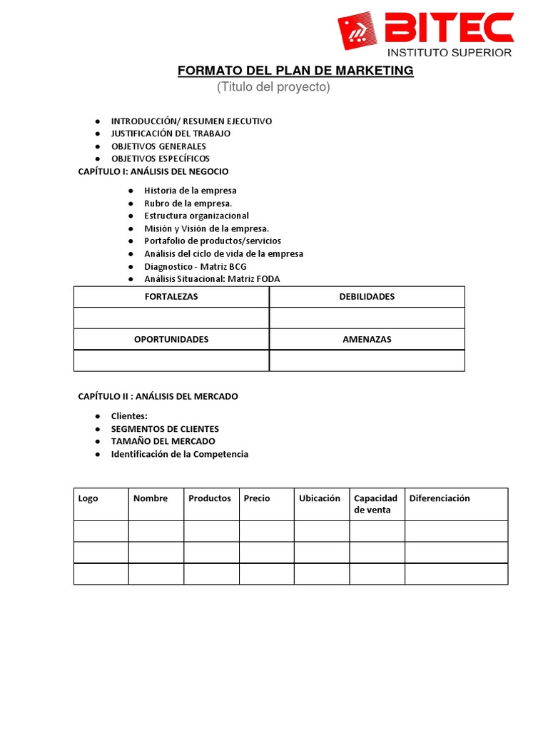 Format of business plan pdf image