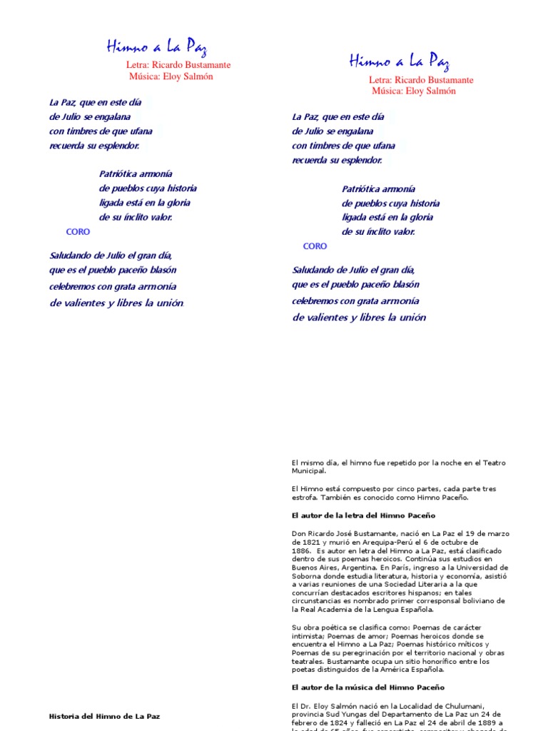 Himno A La Paz | PDF | Himnos