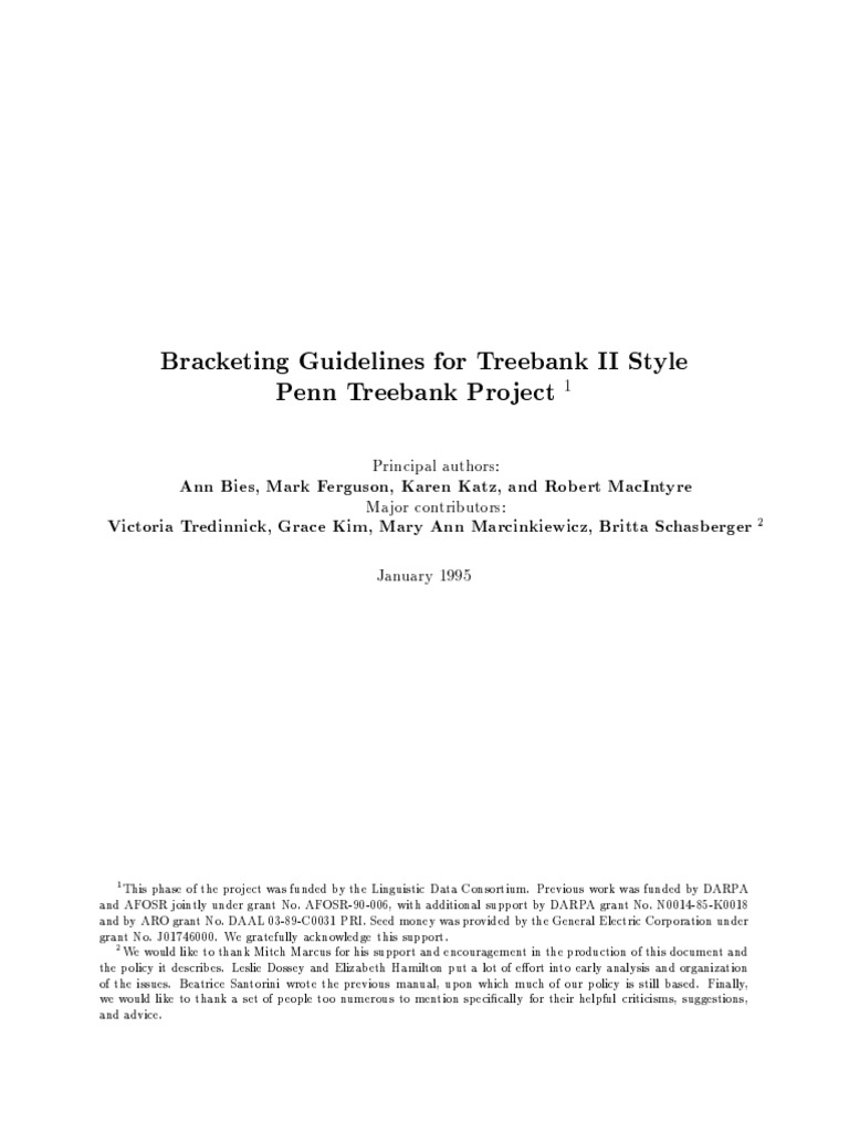 The Penn Treebank Bracketing Guidelines For Treebank Ii Style Latin Script Collation