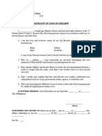 Affidavit of Loss of Firearm