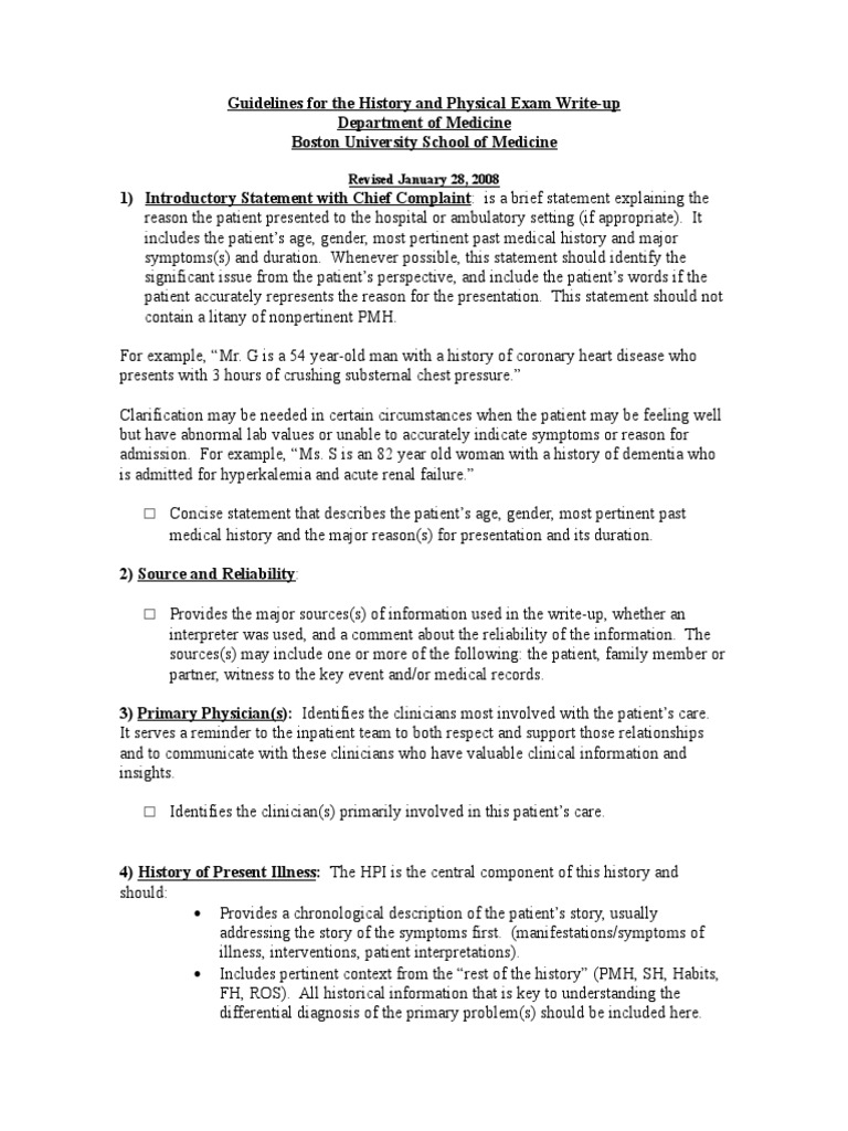 History and Physical Exam Guidelines Physical Examination Medical
