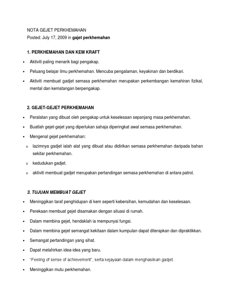 Nota Gejet Perkhemahan Pdf