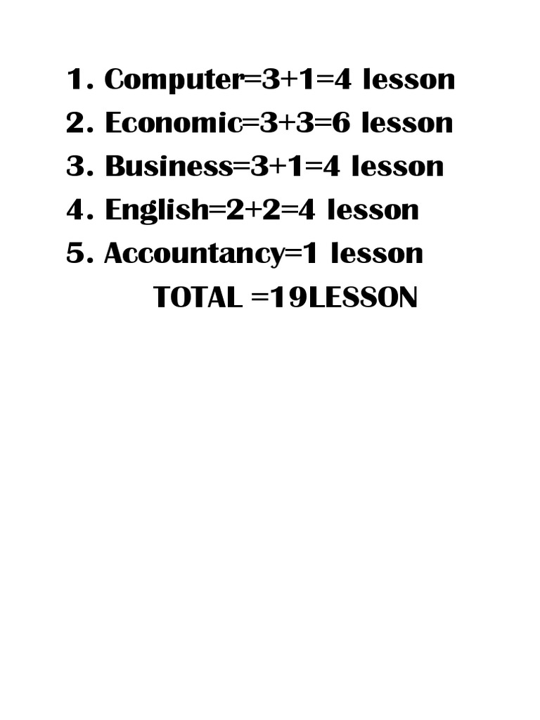 Total Lessons Breakdown by Subject | PDF
