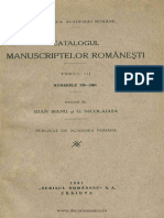 Ion Bianu Catalogul Manuscriselor Romanesti Din B A R Vol 3 729 1061 1939 PDF