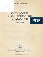 Gabriel Strempel Catalogul Manuscriselor Romanesti Din B A R Vol 1 4 1 5920 1978 92 PDF