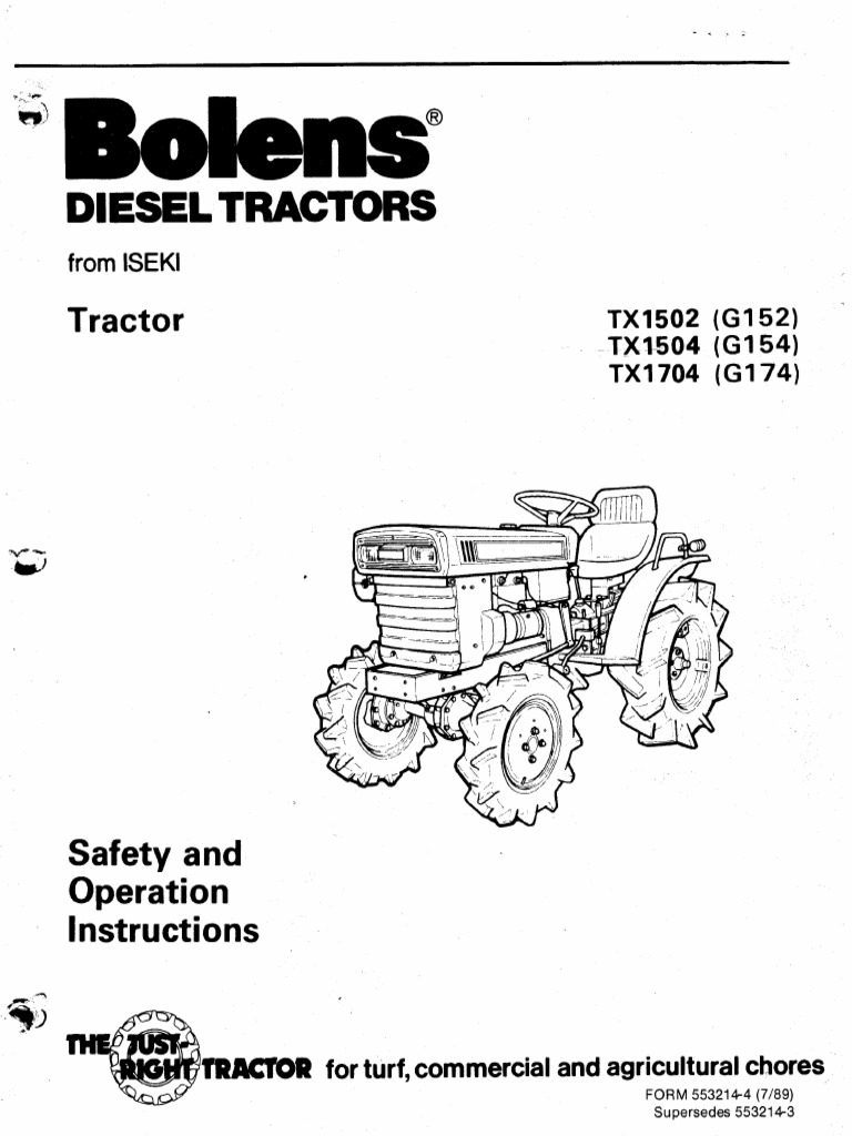 Iseki Bolens TX2140 2160 Owners Manual PDF | PDF