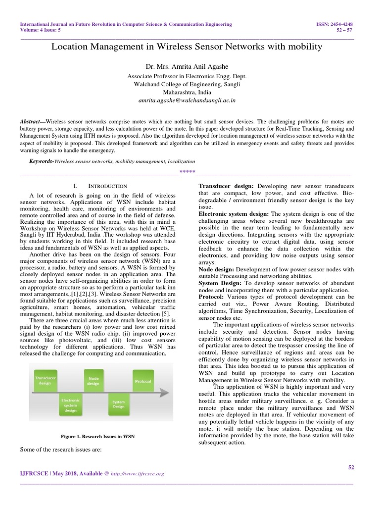 Location Management in WSNs with Mobility | PDF | Wireless Sensor ...
