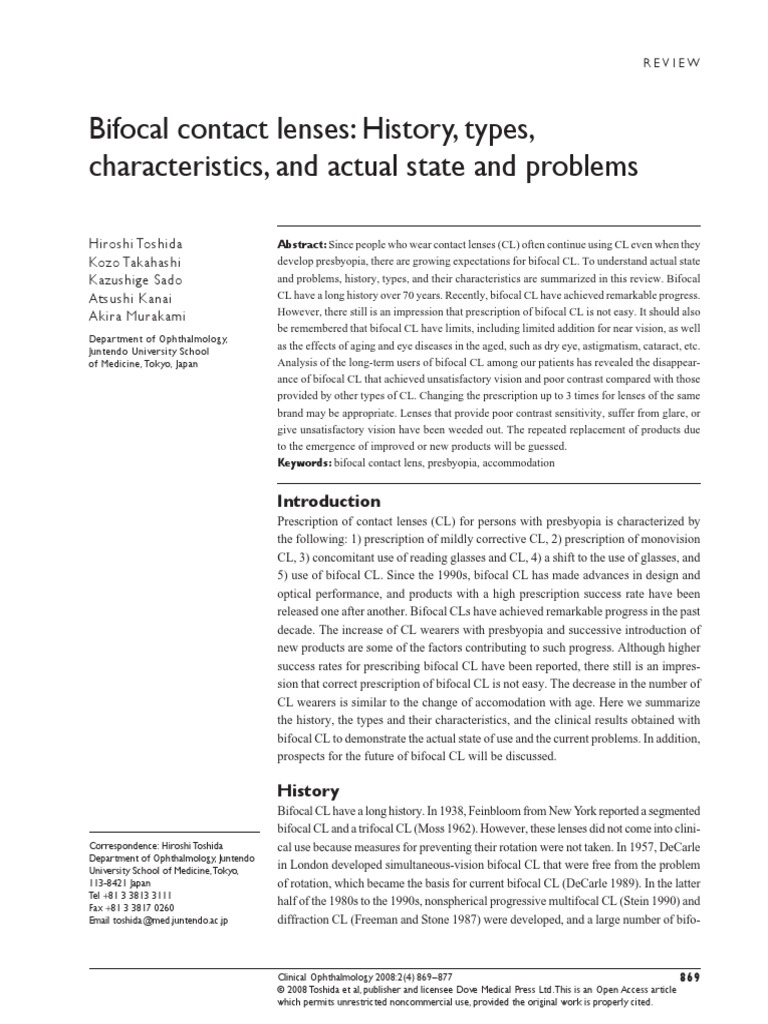 Bifocal Contact LensesHistory, Types, Characteristics, And Actual