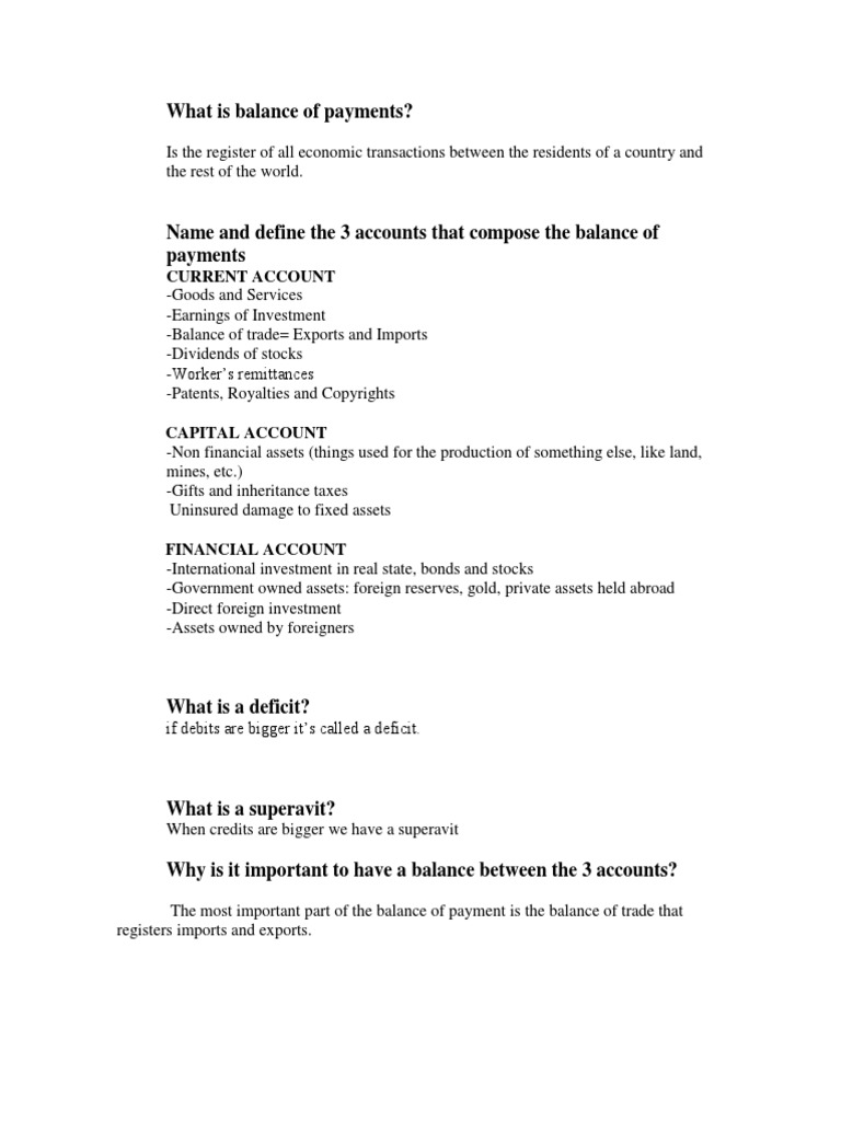 Balance of Payments | PDF