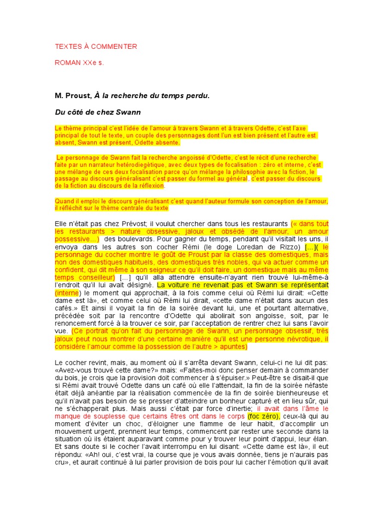 Textes à Commenter Roman Xxe s  Mensonge  Autobiographies
