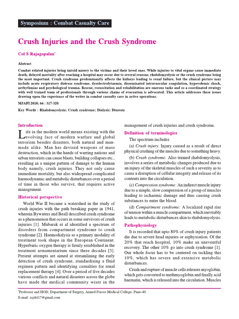 Crush Injury Diseases And Disorders Medicine