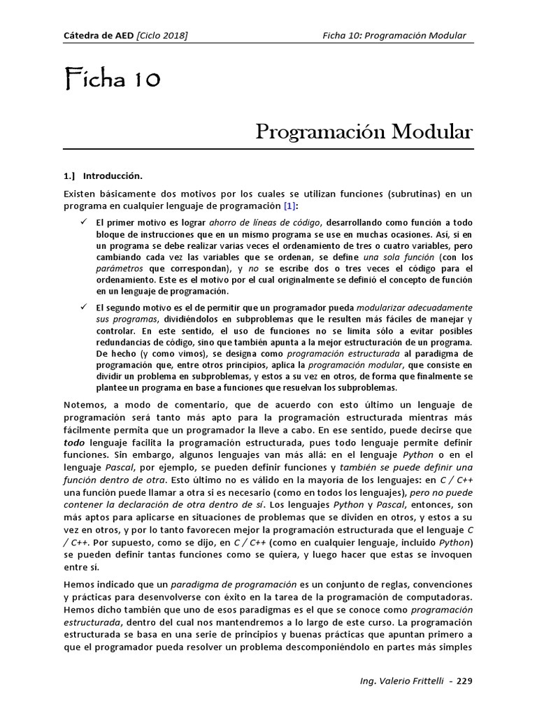 Ficha 10 (2018) - Programación Modular (Python) | PDF | Lenguaje de ...