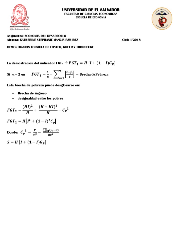 Formula Foster Greer y Thorbecke | PDF