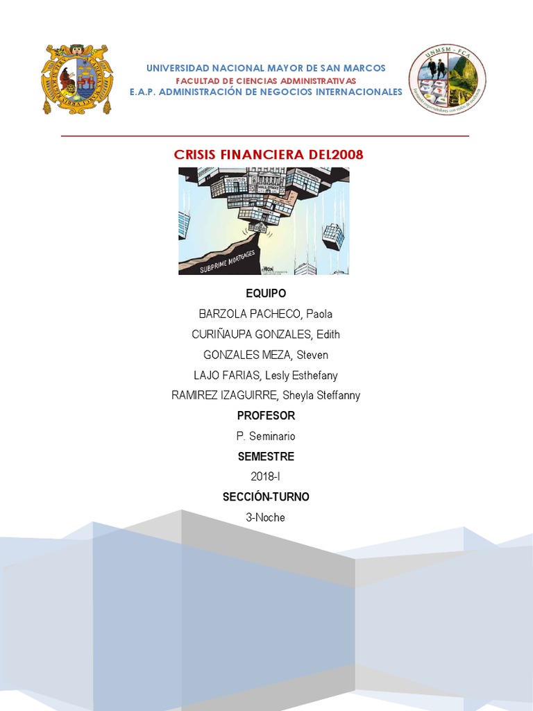 Crisis Financiera 2008: Causas y Consecuencias | PDF | Crisis ...