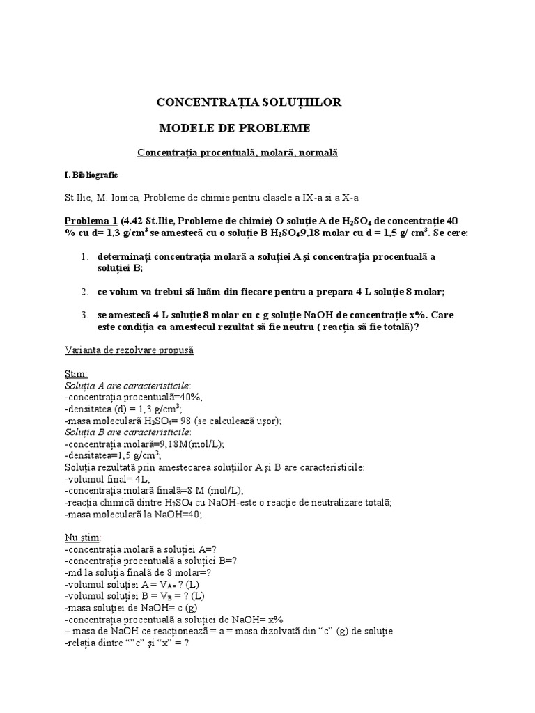 Metode Rezolvare Probleme Chimie Anorganica
