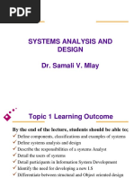 Systems Analysis and Design Dr. Samali V. Mlay