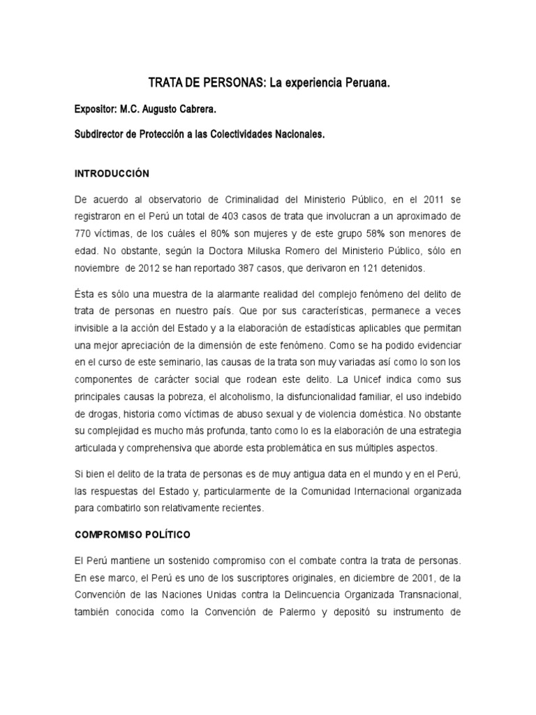 Trta de Personas | PDF | Trata de personas | Instituciones sociales