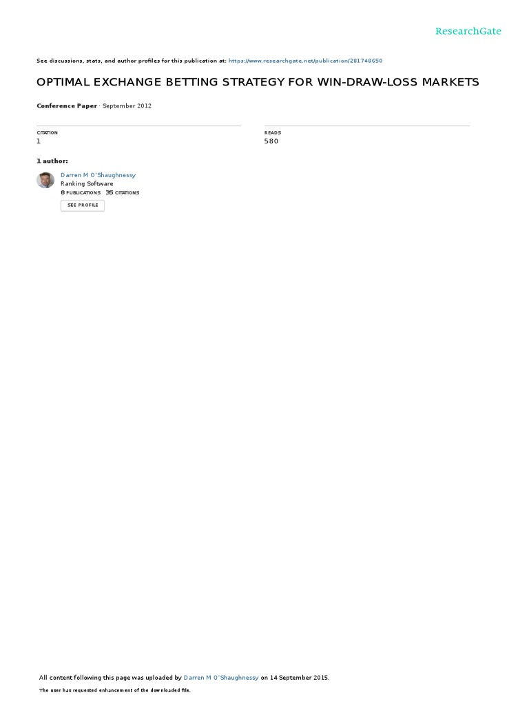 Optimal Betting Strategy Win Draw Loss PDF Odds Gambling