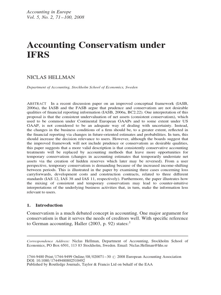 IFRS and Conservatism | PDF | Deferred Tax | International Financial ...