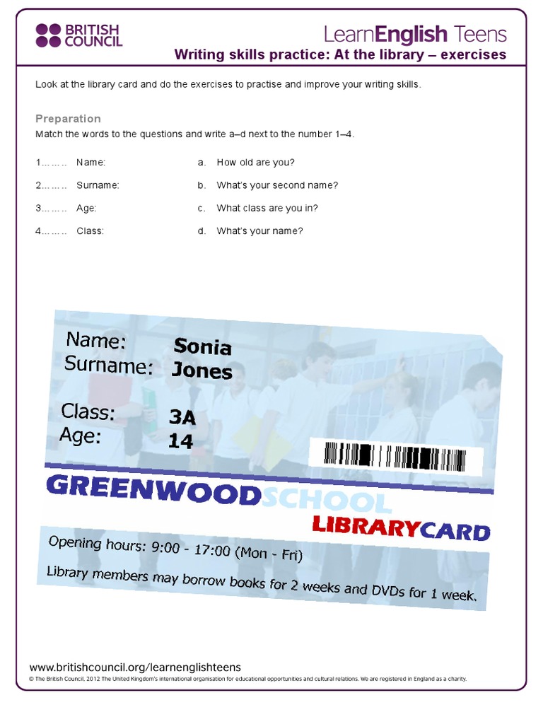 At The Library Exercises 3 Pdf