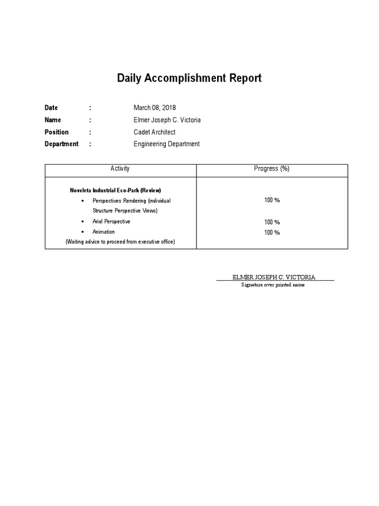 Daily Accomplishment Report - March 2018 | PDF