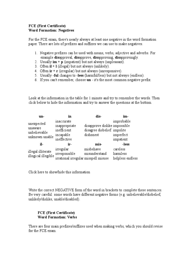 Fce word formation pdf adjective noun