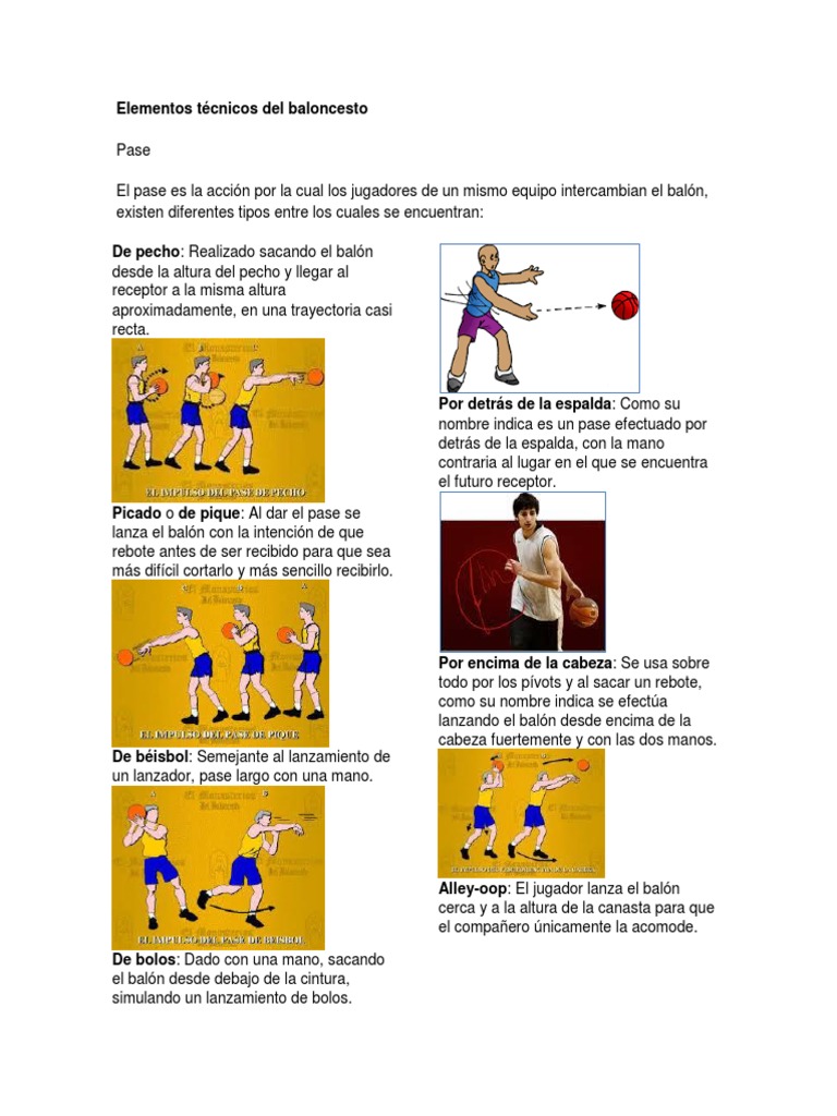 Elementos Tecnicos Del Baloncesto | PDF | Defensor (Asociación de Fútbol) |  Deportes