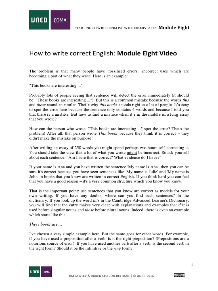 How To Write Correct English 8 PDF English Language Verb