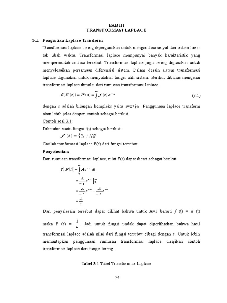 Contoh Soal Transformasi Laplace Persamaan Diferensial Contoh Soal Transformasi Laplace Persamaan Diferensial
