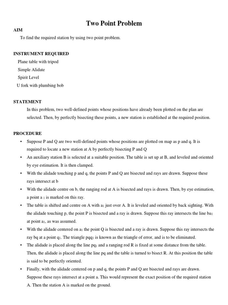 Two Point Problem Survey Lab PDF