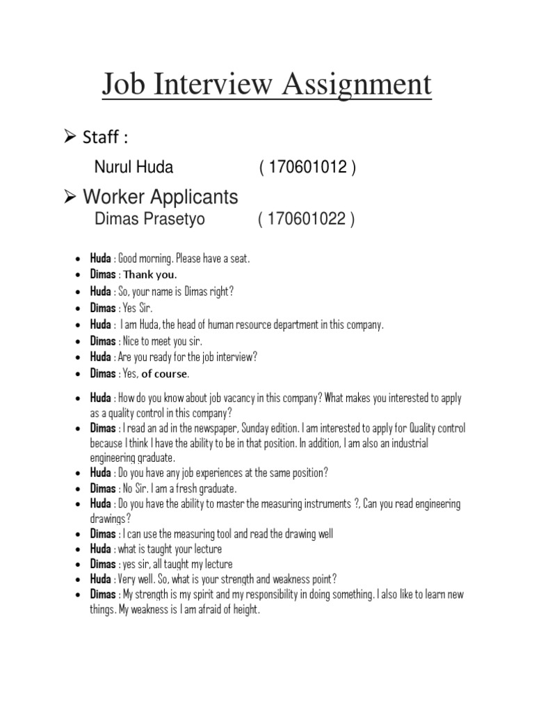 Job Interview Assignment | PDF