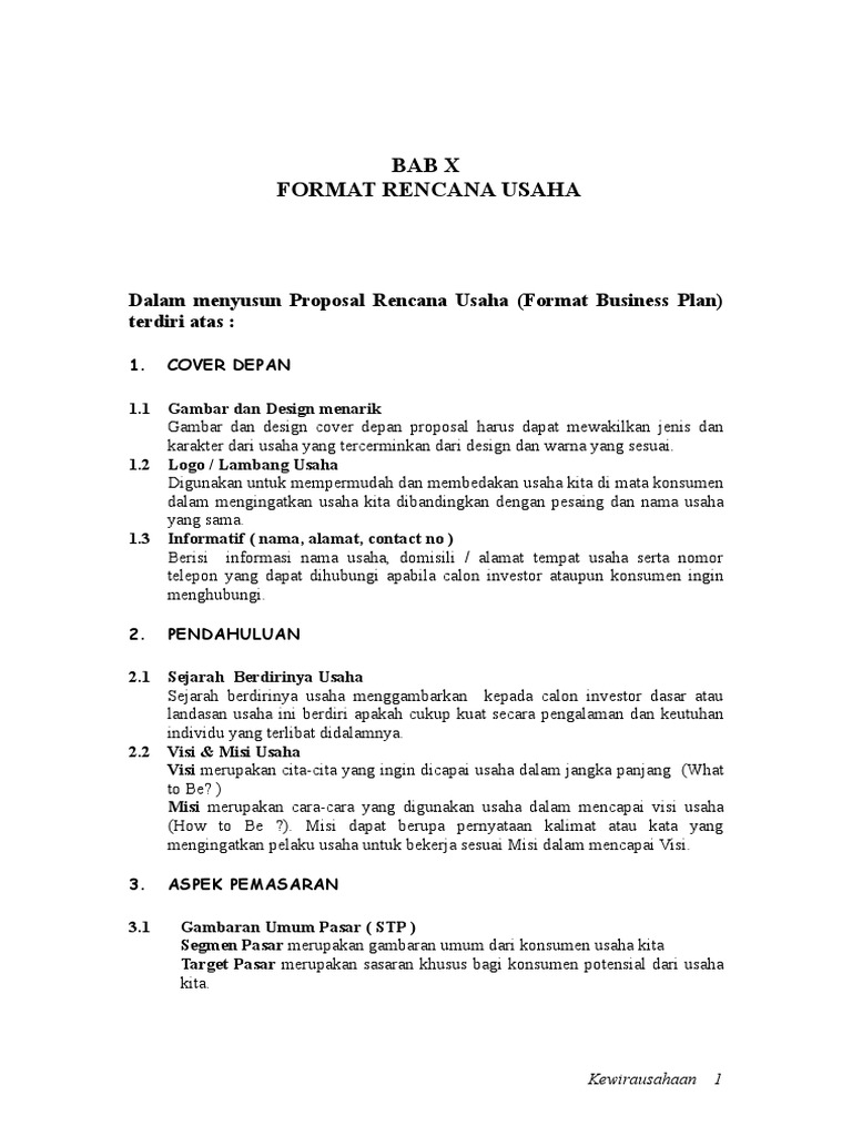 Lampiran Proposal Usaha