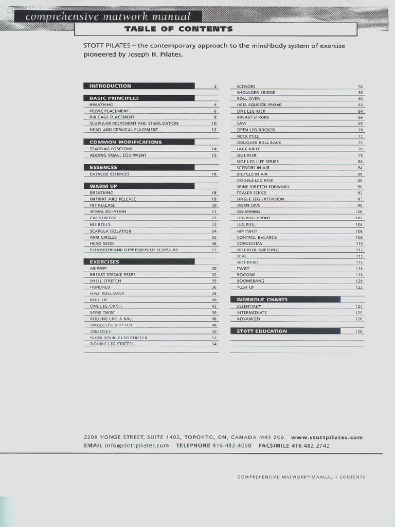 Stott Pilates Mat Manual 1 PDF Pilates Physical Exercise