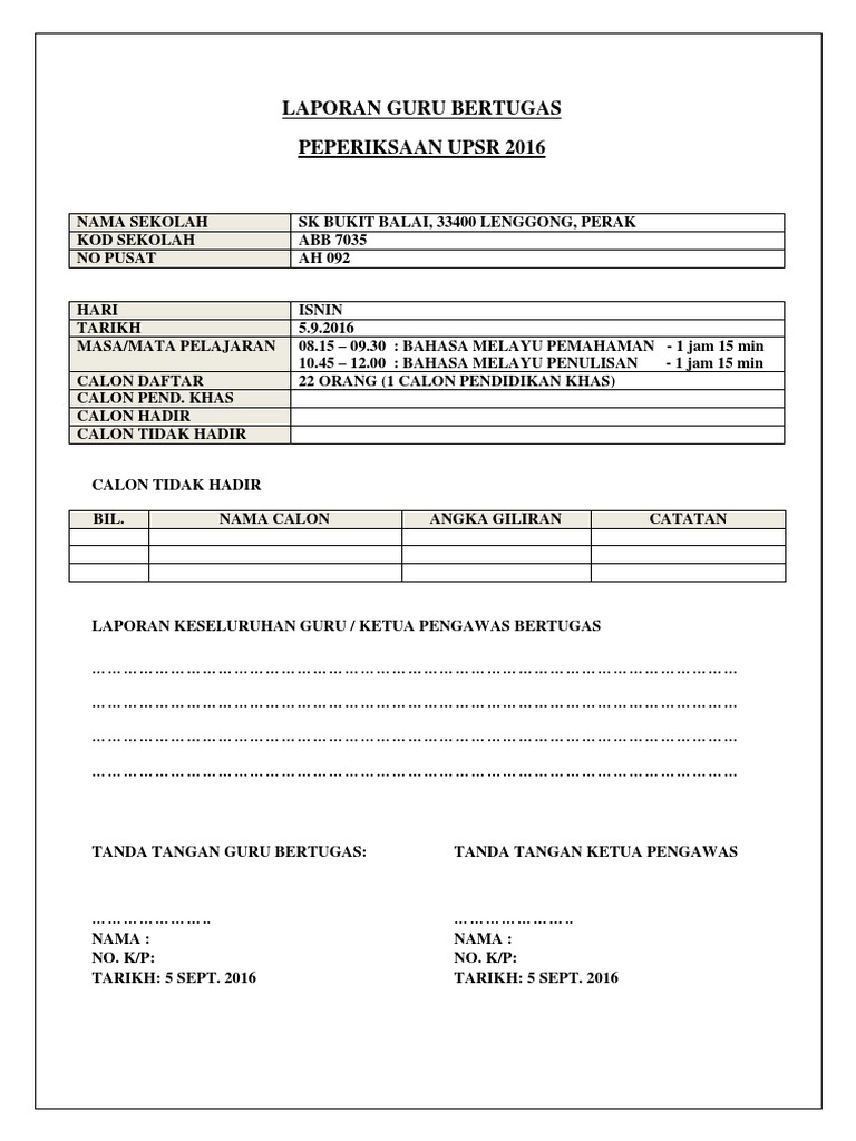Buku Laporan Bertugas Guru Pendidikan Khas - mowmalay