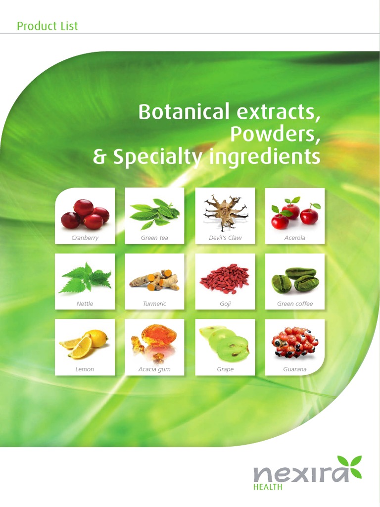 Botanical Extracts, Powders, & Specialty Ingredients: Product List | PDF