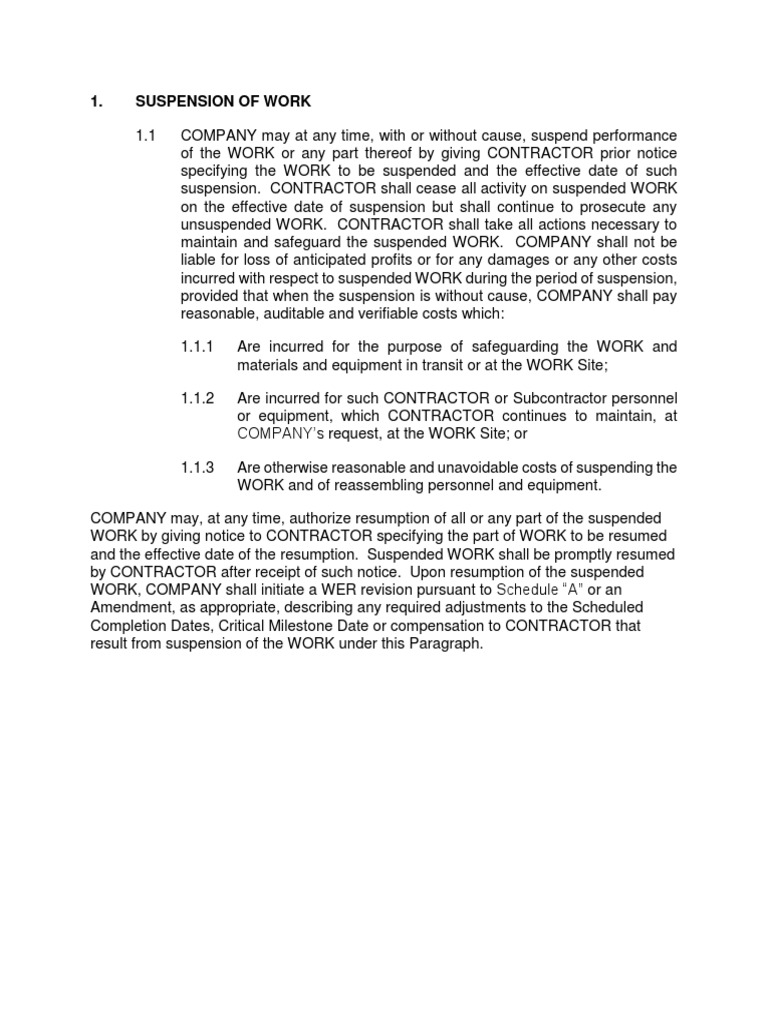 Suspension of Work PDF