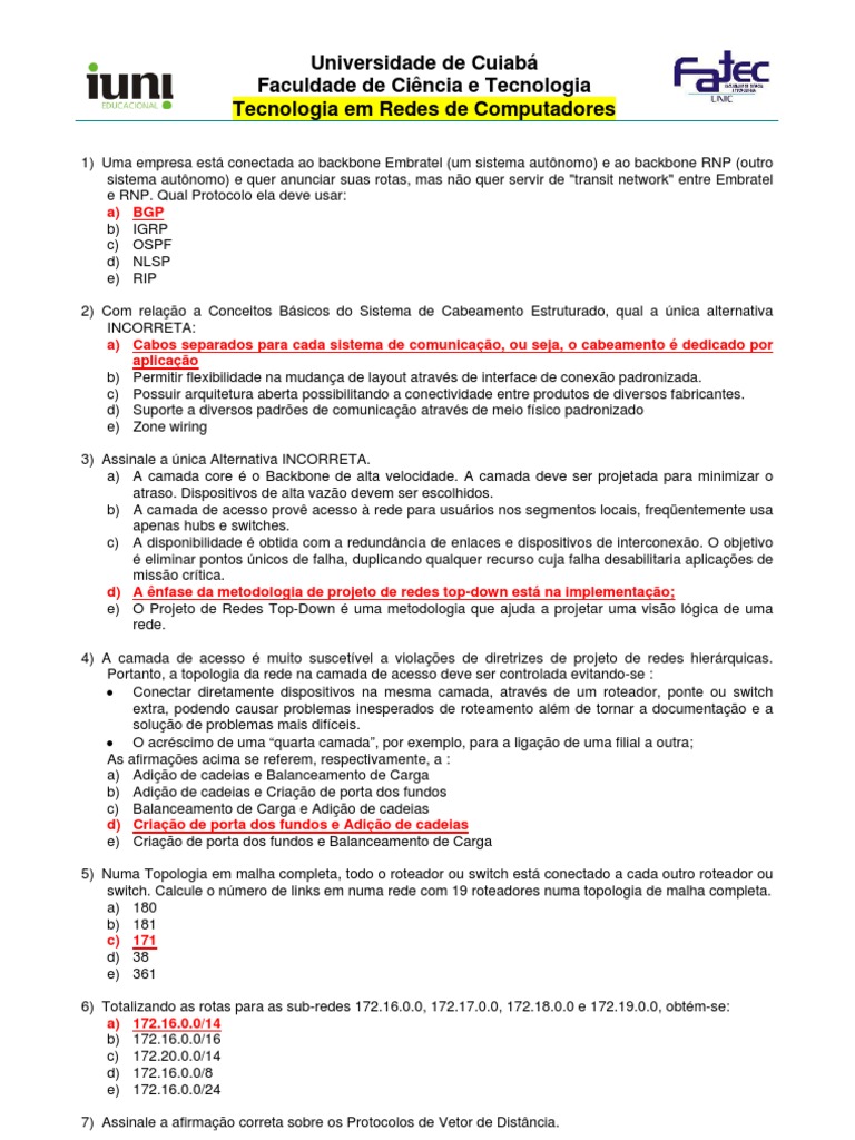 Protocólos e Cabeamento em Redes de Computadores | PDF | Rede de ...