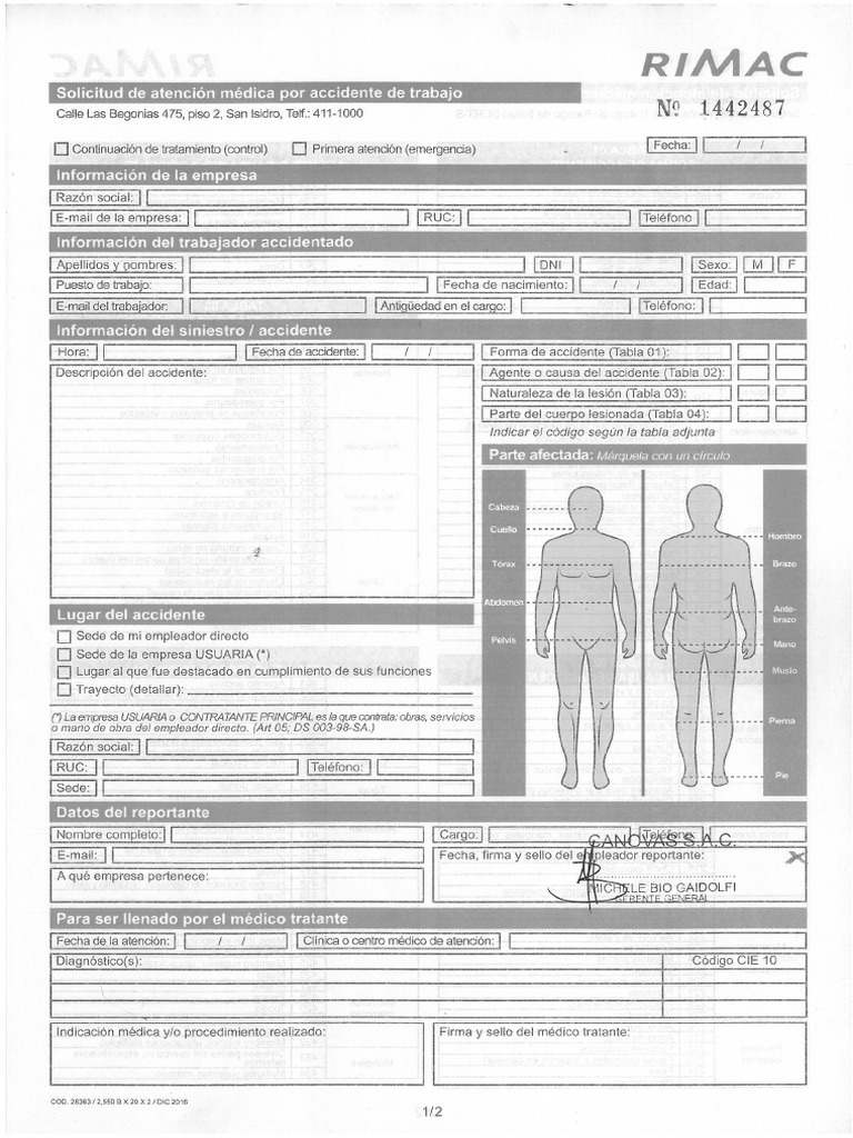 Hoja de Atenciòn - Rimac | PDF