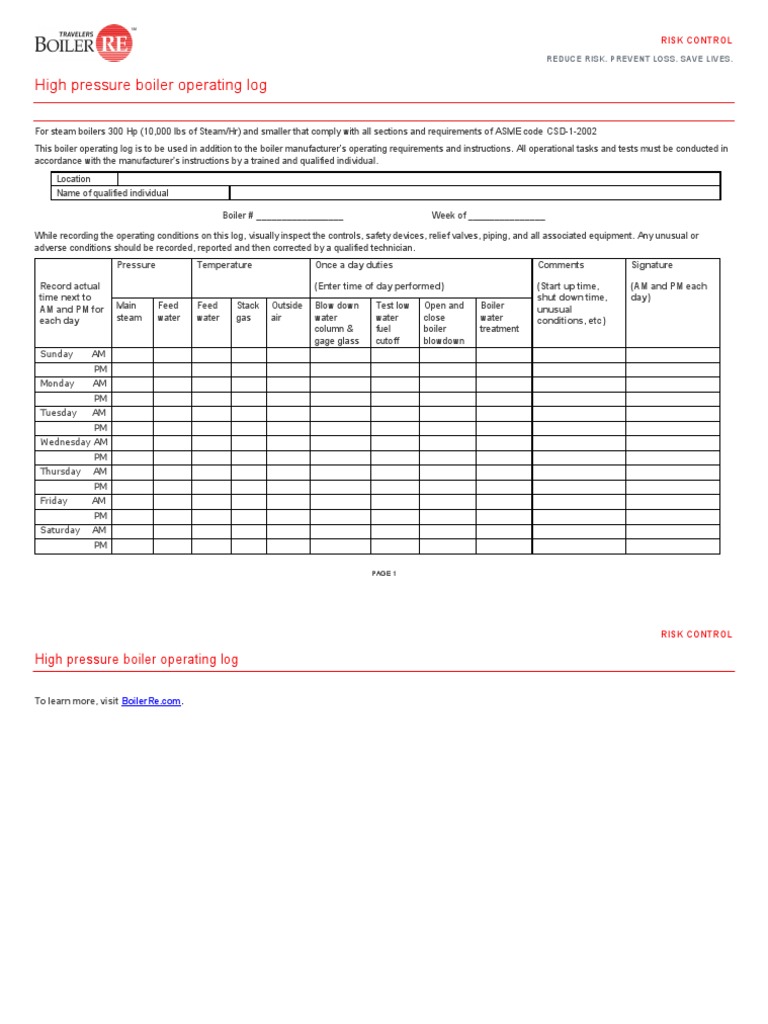 High Pressure Boiler Log PDF Boiler Government