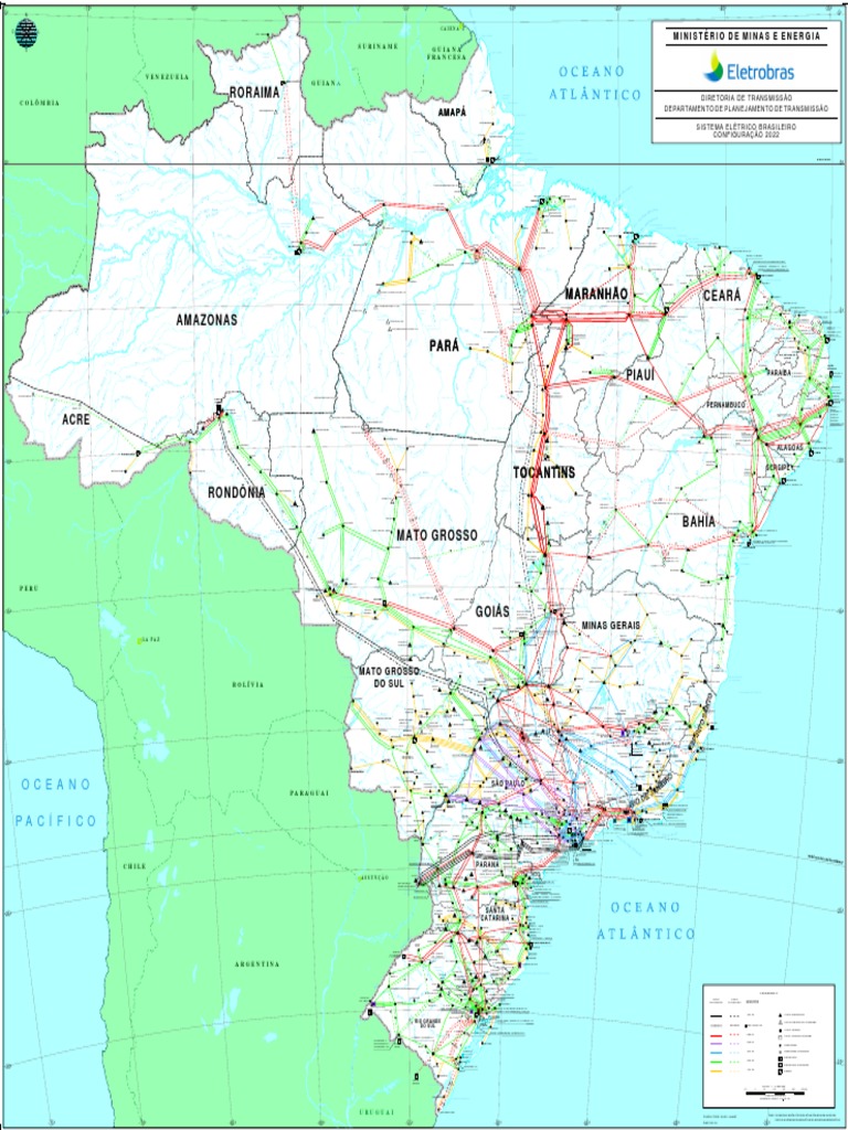 Mapa da localização geográfica das subestações e linhas de transmissão ...